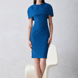 ROUND-NECKLINE DRESS IN DEEP BLUE