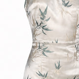 Early Summer | Ink Bamboo Print Silk Two-Piece QiPao