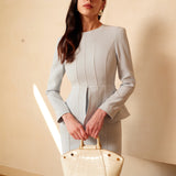 LIGHT BLUE PEPLUM DRESS