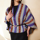 COLOR-CLASH STRIPED JACQUARD CAPE