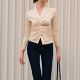 THE TWIST Twist-Front V-Neck Acetate-Blend Long-Sleeve Top