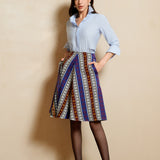 COLOR-CLASH STRIPED JACQUARD SKIRT
