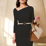 IRREGULAR COLLAR FITTED DRESS