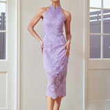 MODERN SLEEVELESS LACE CHEONGSAM