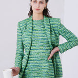 GREEN TWEED DRESS