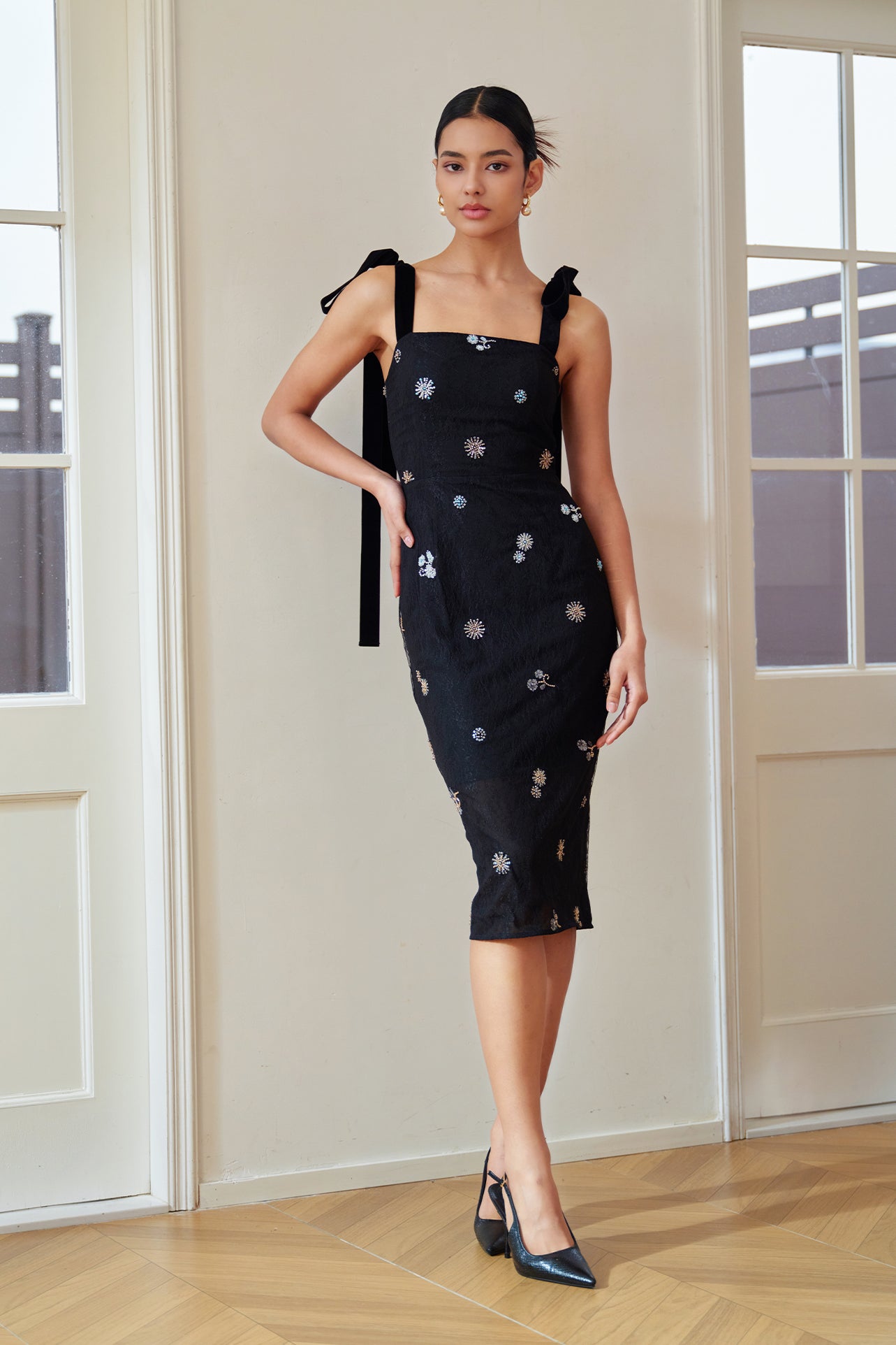 MESH BEADED DRESS