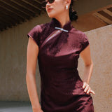 Sensebymei Modern Lace Pearl-Button Qipao with Cut-Out Detail