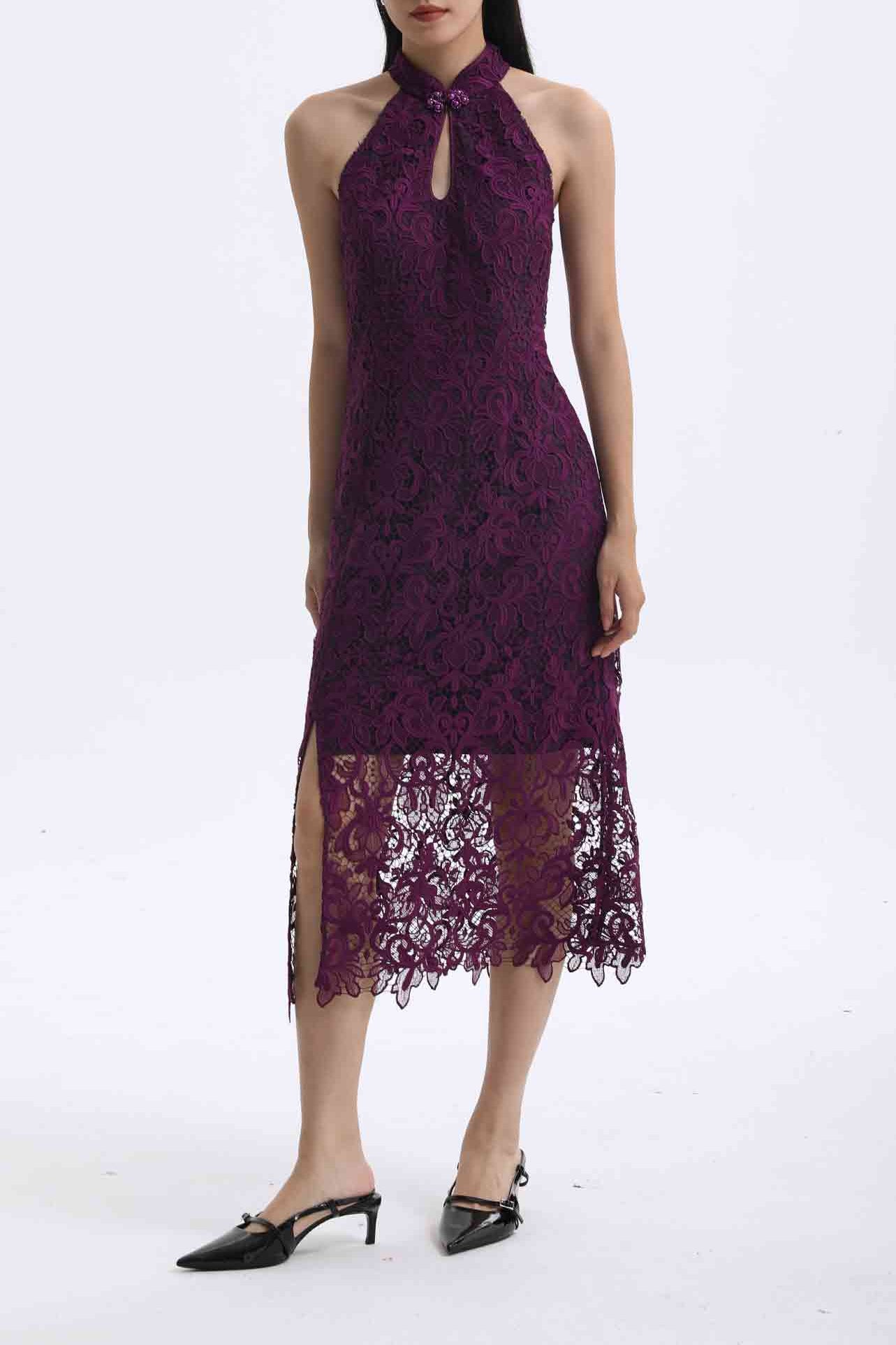 WATER SOLUBLE LACE CHEONGSAM DRESS