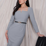 GREY SQUARE NECK DRESS