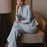Sensebymei Wide-Waistband Cuffed Trousers