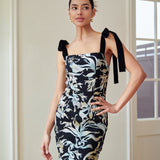 EMBROIDERED STRAP DRESS