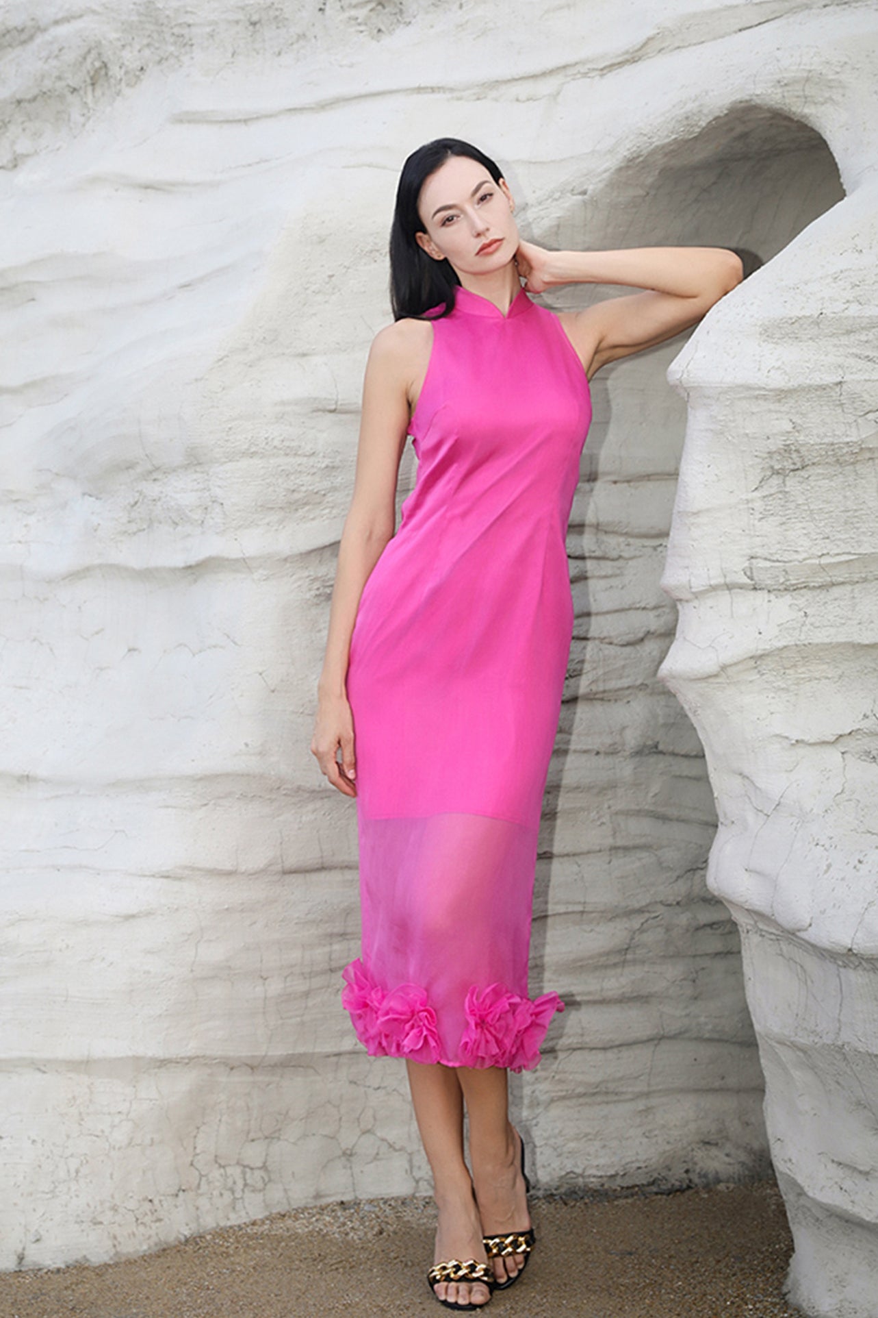 SILK ORGANZA CHEONGSAM DRESS