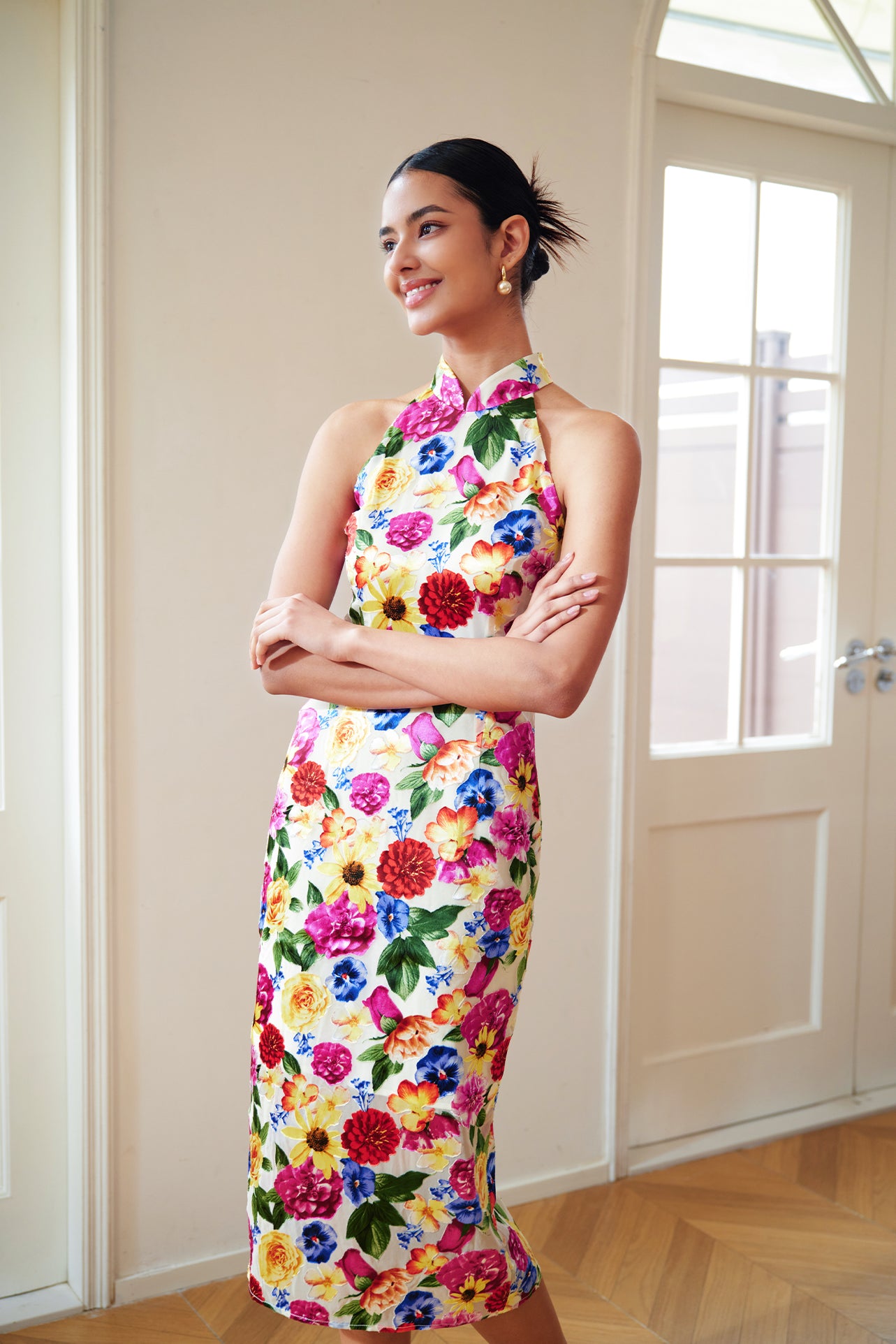 WATERCOLOR SILK BURN-OUT CHEONGSAM