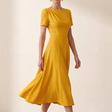 SENSEBYMEI Elevated Workwear Dress — Ginger Yellow