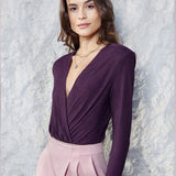 V-NECK WRAP-FRONT BODYSUIT
