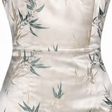 Early Summer | Ink Bamboo Print Silk Two-Piece QiPao