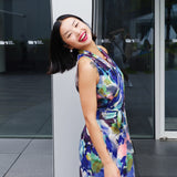 ART-PRINTED SILK DRESS‌