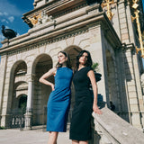 CLASSIC BOAT NECK DRESS IN DARK BLUE