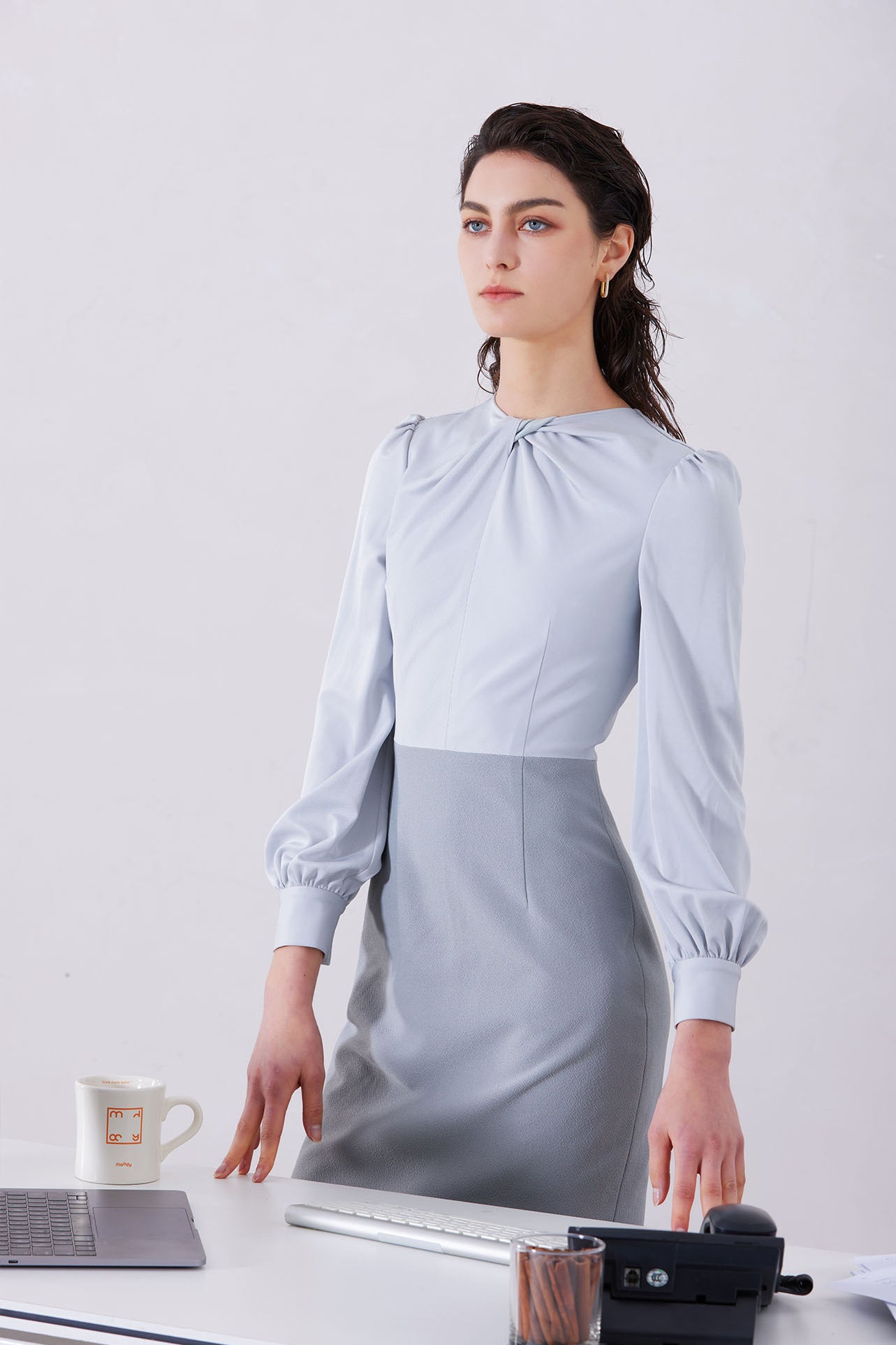 TWIST NECKLINE DRESS