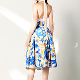 Sensebymei Curved Waist Floral Maxi Skirt