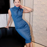 ‌TENCEL DENIM TIE-COLLAR DRESS