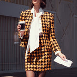 THE ARCHITECT High-Waist Straight Houndstooth Wool-Blend Mini Skirt