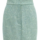 SENSEBYMEI Bamboo Green Alpaca Wool Straight Midi Skirt with Side Slit