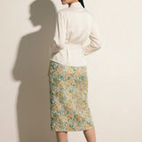 High-Waisted Jacquard Midi Skirt