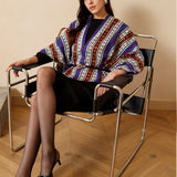 COLOR-CLASH STRIPED JACQUARD CAPE