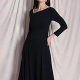 IRREGULAR COLLAR FULL-SKIRT