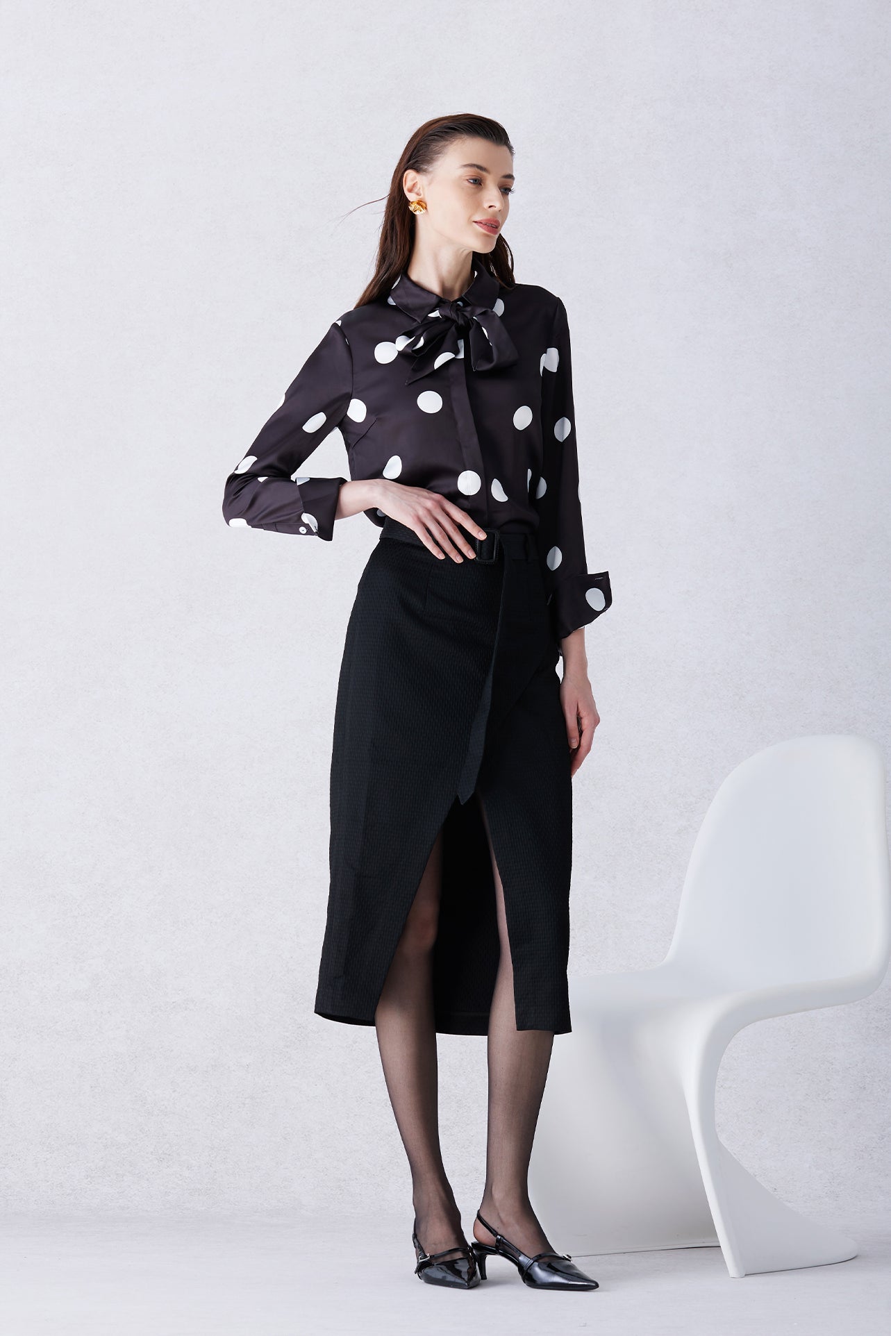 ACETATE JACQUARD PENCIL SKIRT