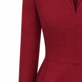 SENSE BY MEI Acetate Double-Layer V-Neck Waist-Defined Ruffle-Hem Top
