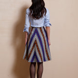 COLOR-CLASH STRIPED JACQUARD SKIRT