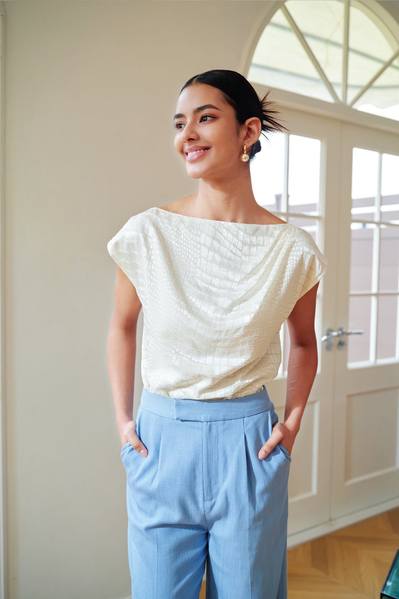 CROCODILE-EMBOSSED TOP