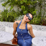 ‌TENCEL™ DENIM HALTER DRESS