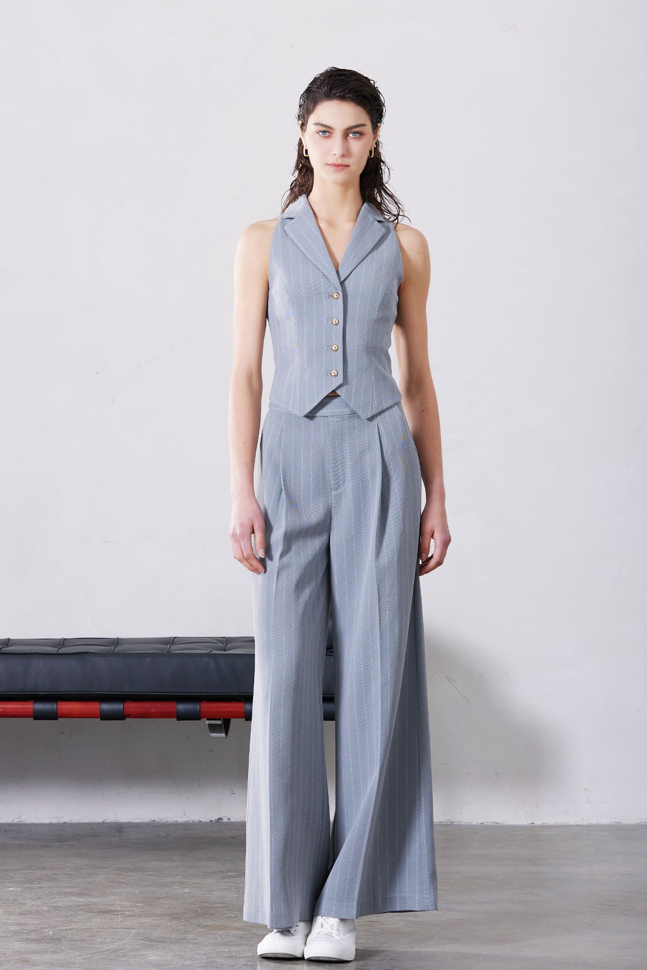 GREY STRIPED VEST