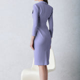 V-NECKLINE DRESS IN LIGHT PURPLE