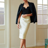 WHITE ROSE JACQUARD  SKIRT