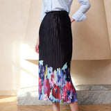 PLEATED SKIRT PRINT SKIRT