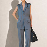 SENSEBYMEI Everyday Workwear — Cool Grey / Light Khaki Double-Pleat Cuffed Trousers