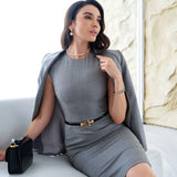 GREY WOOL PENCIL DRESS