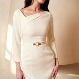 IRREGULAR COLLAR FITTED DRESS