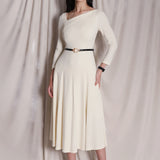 IRREGULAR COLLAR FULL-SKIRT
