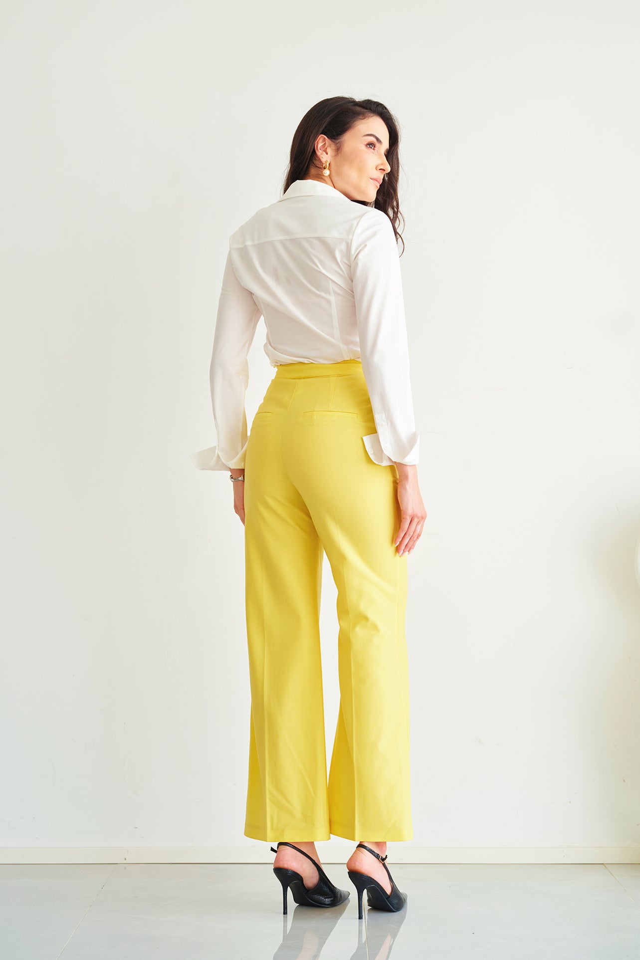 LEMON YELLOW HIGH-WAISTED TROUSERS