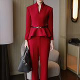 Sensebymei Wide-Waistband Cuffed Trousers