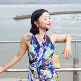 ART-PRINTED SILK DRESS‌