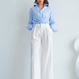NAVY & WHITE STRIPED SHIRT