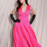 Rose Pink Deep U-Neck Dress