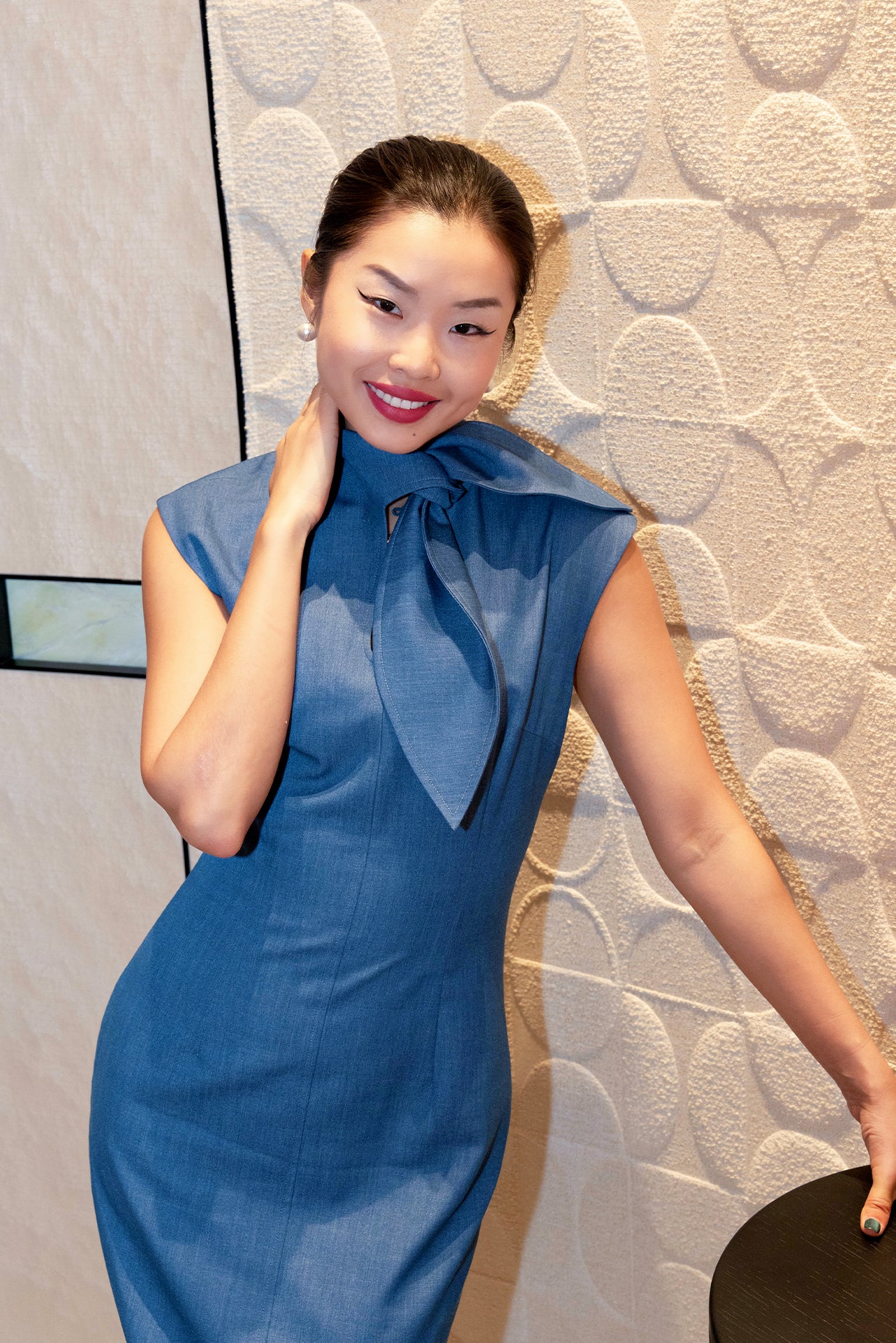 ‌TENCEL DENIM TIE-COLLAR DRESS