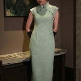 SENSEBYMEI Modern Chinese-Inspired Slit Evening Dress